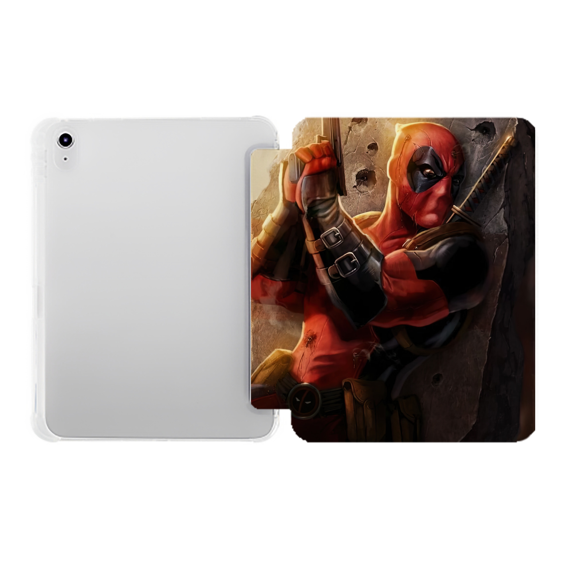 （画像用） Deadpool デッドプール IPad ケース ペン収納付き 三つ折りスタンド PUレザー×シリコン 対応機種9.5/10.5/10.9インチ